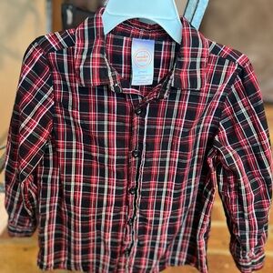 3T Long sleeved button up plaid shirt